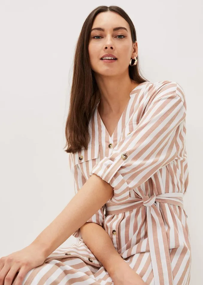 Phase Eight Dresses Ayden Stripe Dress Stonewhite 8211 Women