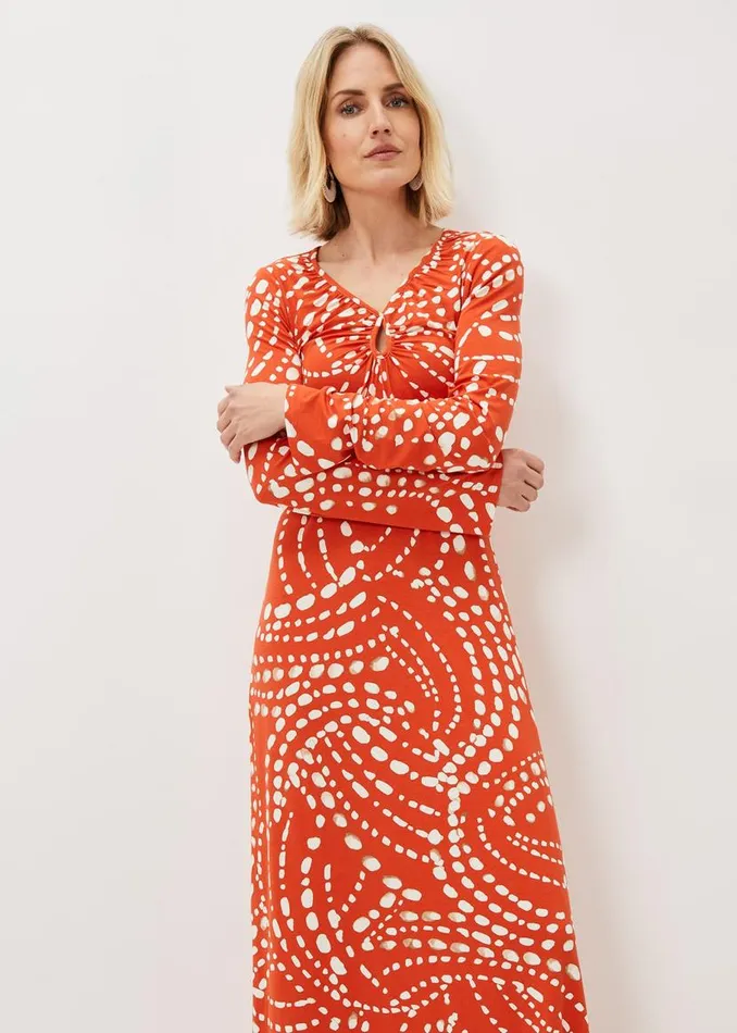 Phase Eight Dresses Ayla Spot Print Midi Dress Burnt Orange 8211 Women