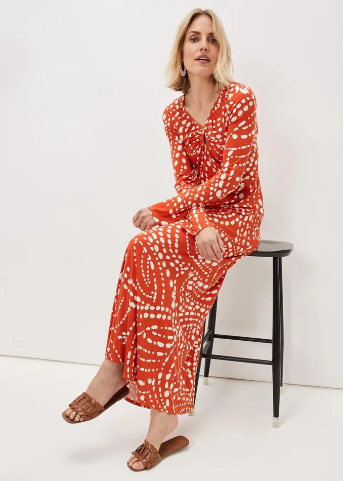 Phase Eight Dresses Ayla Spot Print Midi Dress Burnt Orange 8211 Women