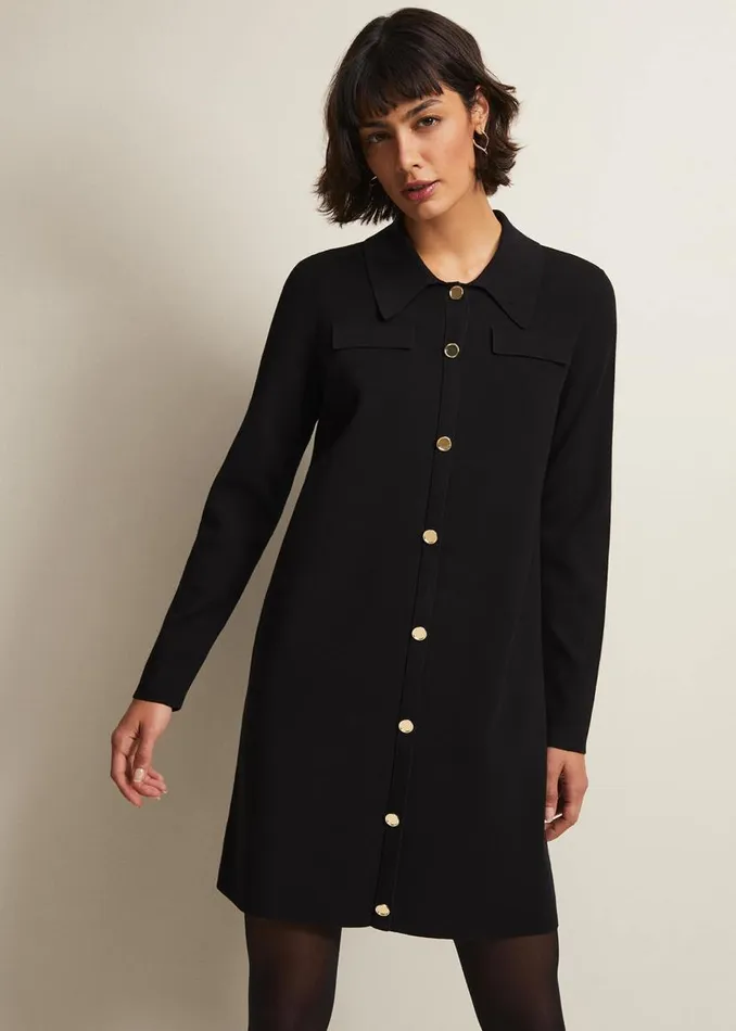 Phase Eight Dresses Azealia Fine Knit Tunic Mini Dress Black 8211 Women
