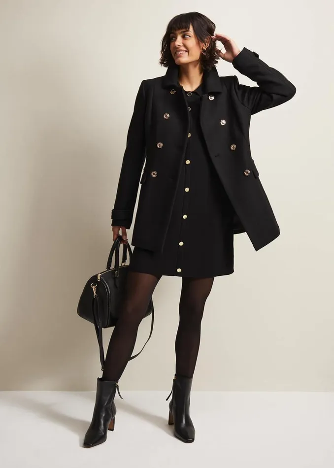 Phase Eight Dresses Azealia Fine Knit Tunic Mini Dress Black 8211 Women