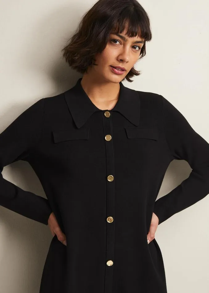 Phase Eight Dresses Azealia Fine Knit Tunic Mini Dress Black 8211 Women