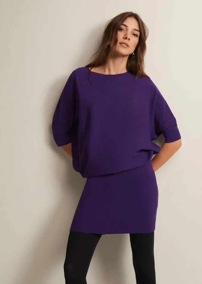 Phase Eight Dresses Becca Purple Batwing Mini Dress Purple 8211 Women