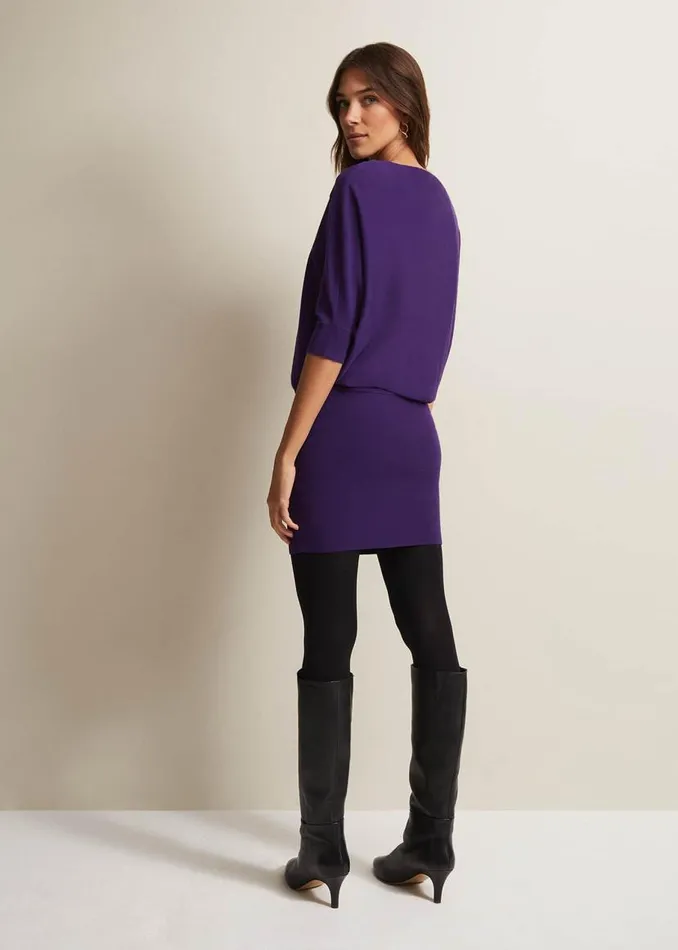 Phase Eight Dresses Becca Purple Batwing Mini Dress Purple 8211 Women