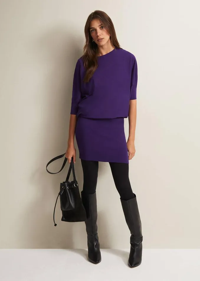 Phase Eight Dresses Becca Purple Batwing Mini Dress Purple 8211 Women