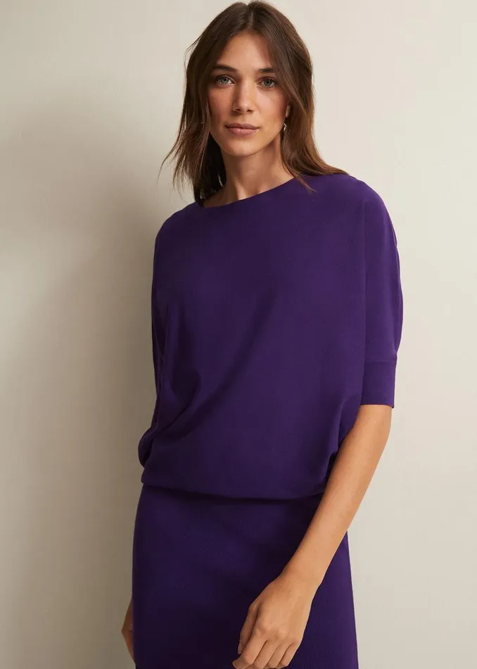 Phase Eight Dresses Becca Purple Batwing Mini Dress Purple 8211 Women