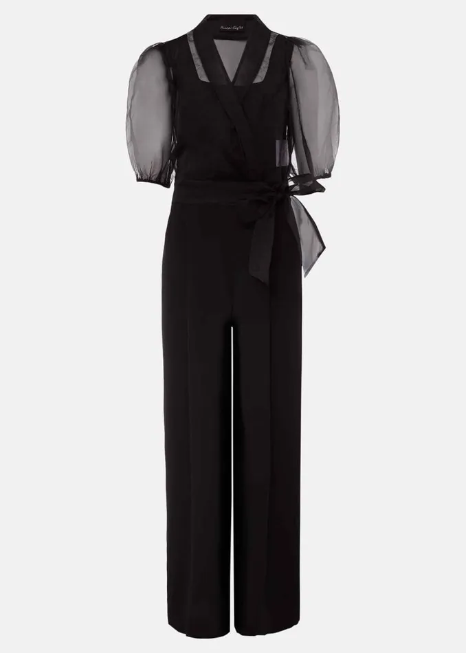Phase Eight Dresses Brontie Puff Sleeve Wide Leg Jumpsuit Black 8211 Women