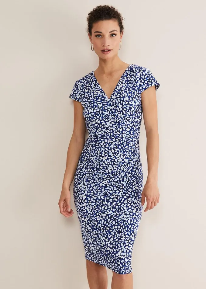 Phase Eight Dresses Brooke Printed Wrap Dress Bluemulti 8211 Women
