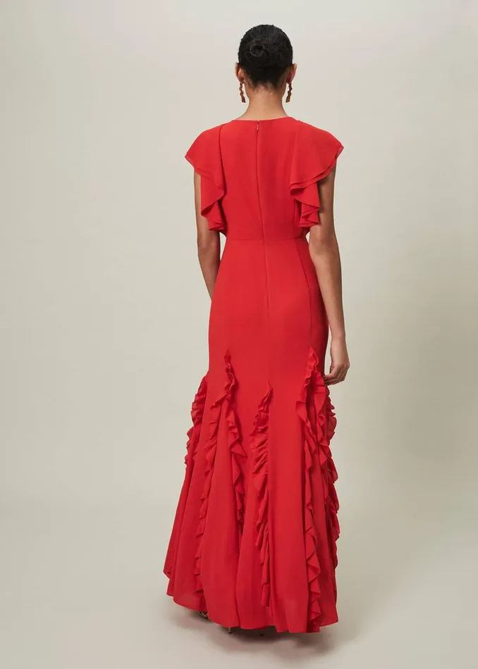Phase Eight Dresses Donatella Ruffle Maxi Dress Scarlet 8211 Women