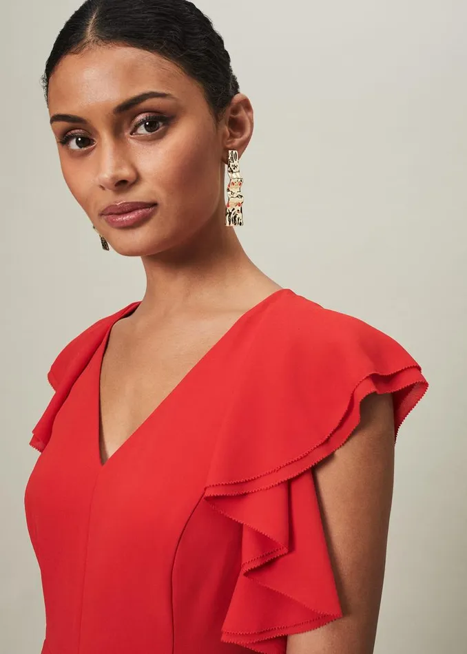 Phase Eight Dresses Donatella Ruffle Maxi Dress Scarlet 8211 Women
