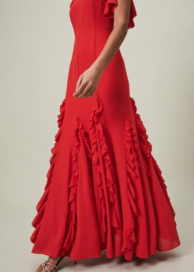 Phase Eight Dresses Donatella Ruffle Maxi Dress Scarlet 8211 Women