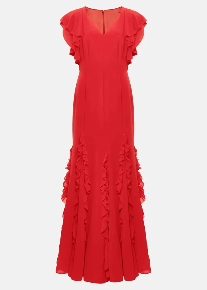 Phase Eight Dresses Donatella Ruffle Maxi Dress Scarlet 8211 Women