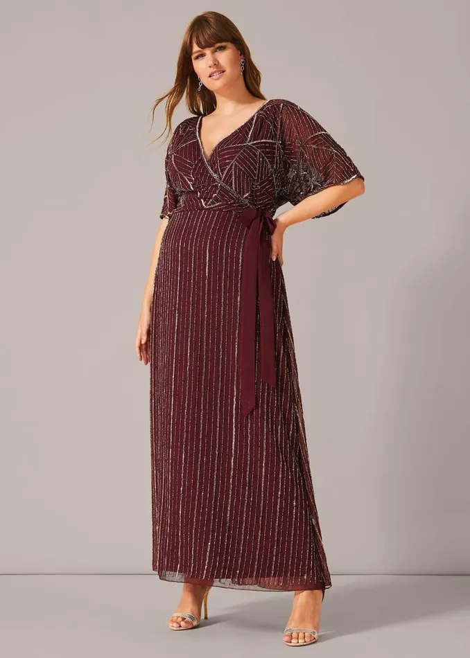 Phase Eight Dresses Electra Beaded Maxi Dress Merlot 8211 Women