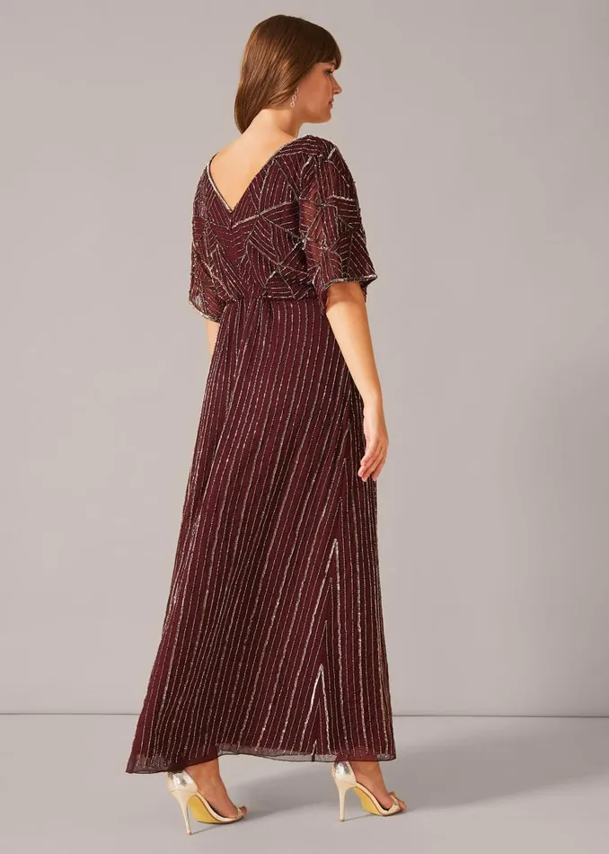 Phase Eight Dresses Electra Beaded Maxi Dress Merlot 8211 Women