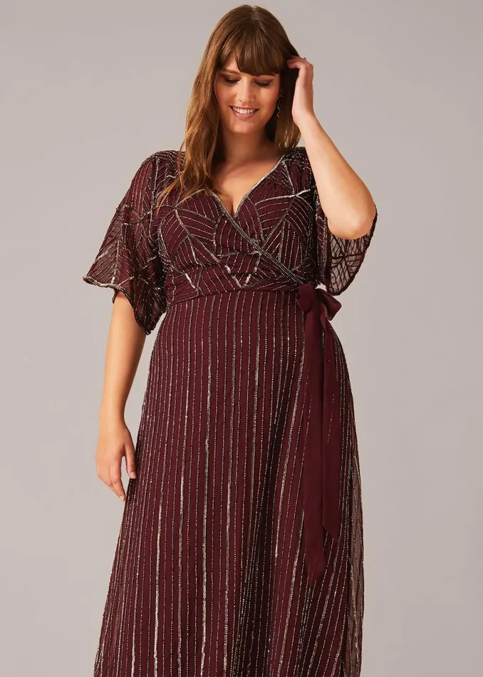 Phase Eight Dresses Electra Beaded Maxi Dress Merlot 8211 Women