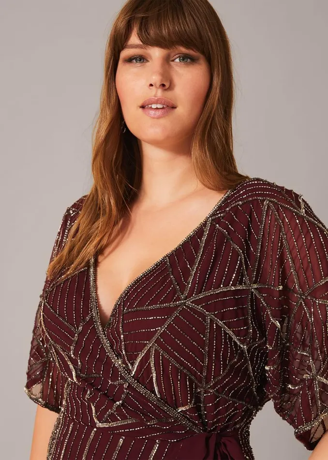 Phase Eight Dresses Electra Beaded Maxi Dress Merlot 8211 Women