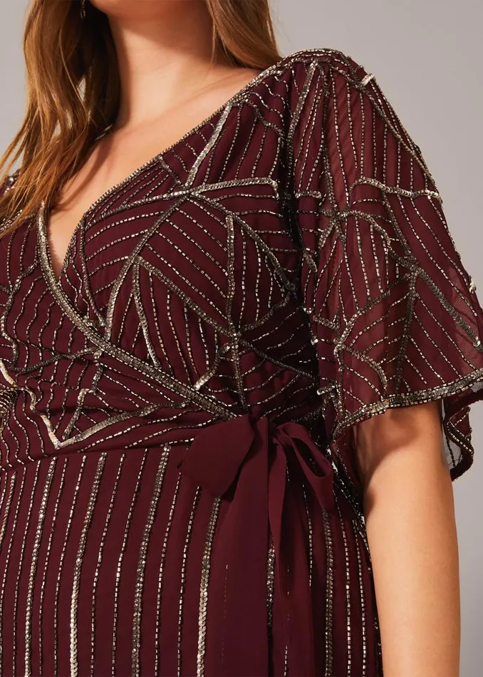 Phase Eight Dresses Electra Beaded Maxi Dress Merlot 8211 Women
