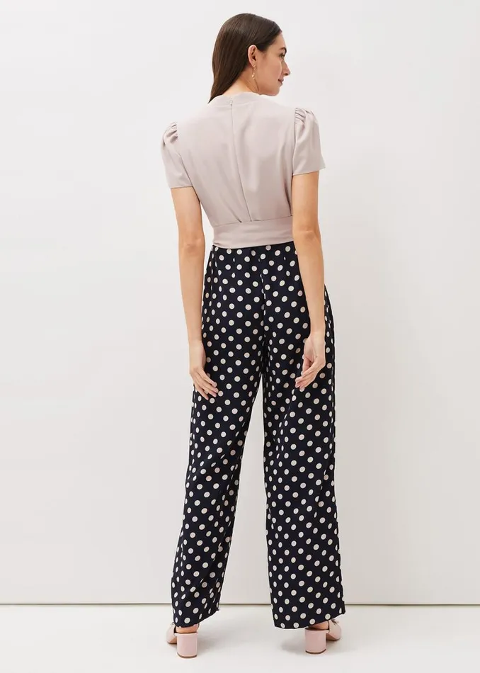 Phase Eight Dresses Eloise Spot Print Wide Leg Jumpsuit Navytaupe 8211 Women Phase Eight Dresses Eloise Spot Print Wide Leg Jumpsuit Navytaupe 8211 Women
