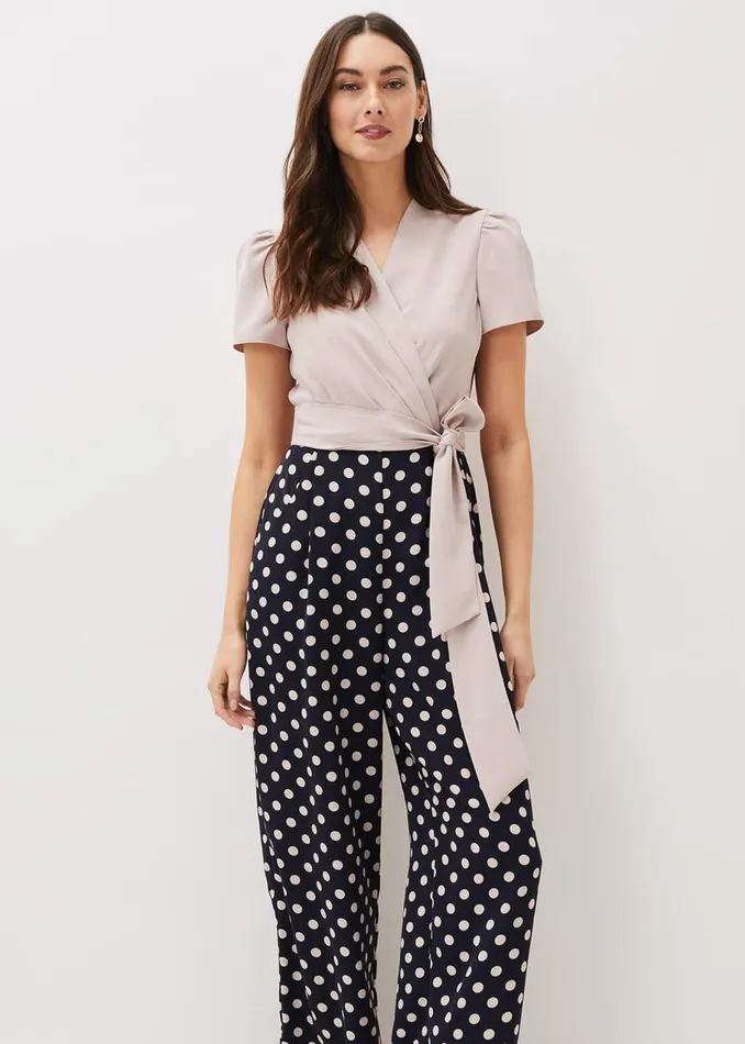 Phase Eight Dresses Eloise Spot Print Wide Leg Jumpsuit Navytaupe 8211 Women Phase Eight Dresses Eloise Spot Print Wide Leg Jumpsuit Navytaupe 8211 Women