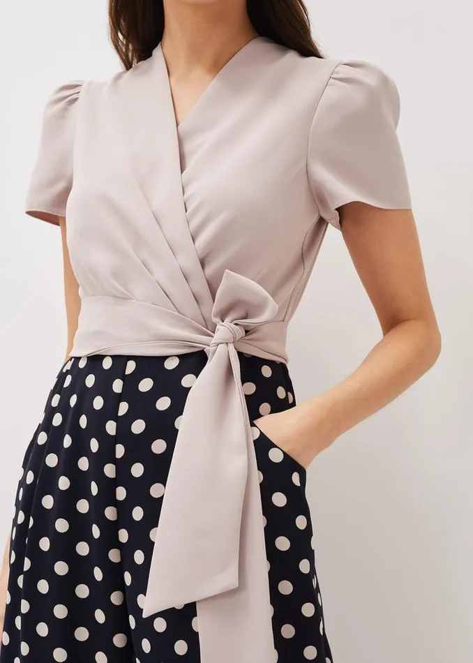 Phase Eight Dresses Eloise Spot Print Wide Leg Jumpsuit Navytaupe 8211 Women Phase Eight Dresses Eloise Spot Print Wide Leg Jumpsuit Navytaupe 8211 Women