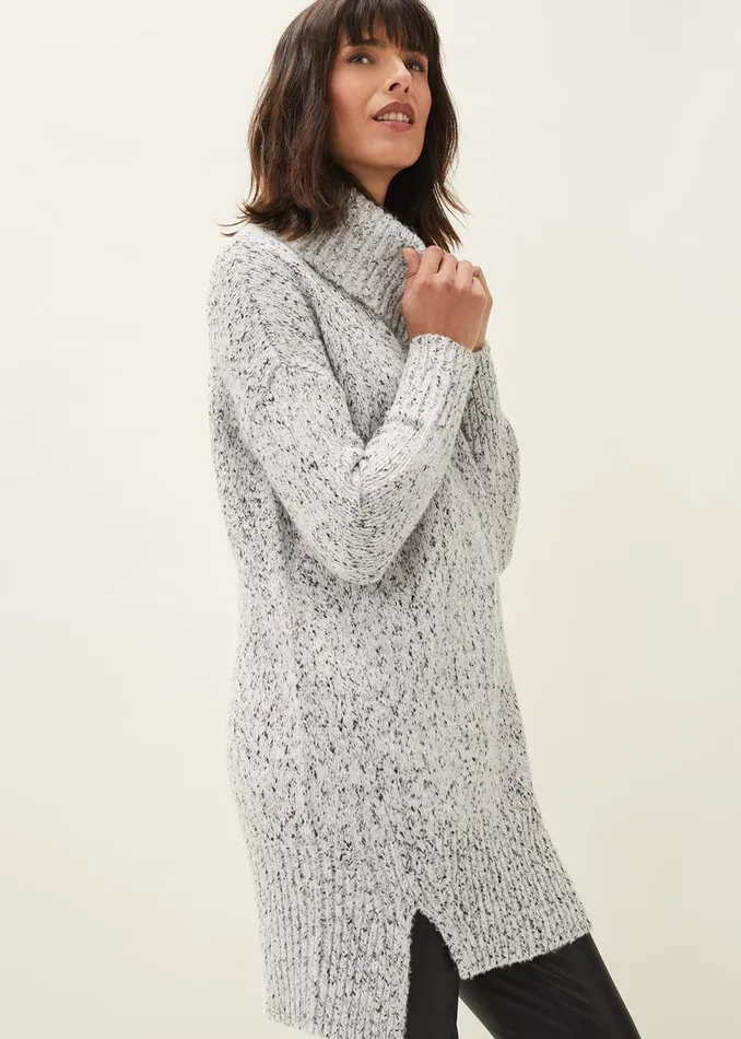 Phase Eight Dresses Evia Fleck Knit Jumper Dress Blackwhite 8211 Women