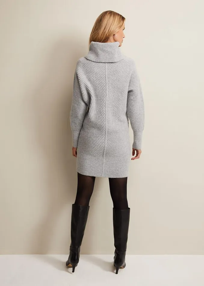 Phase Eight Dresses Fillipa Grey Knitted Tunic Mini Dress Grey 8211 Women