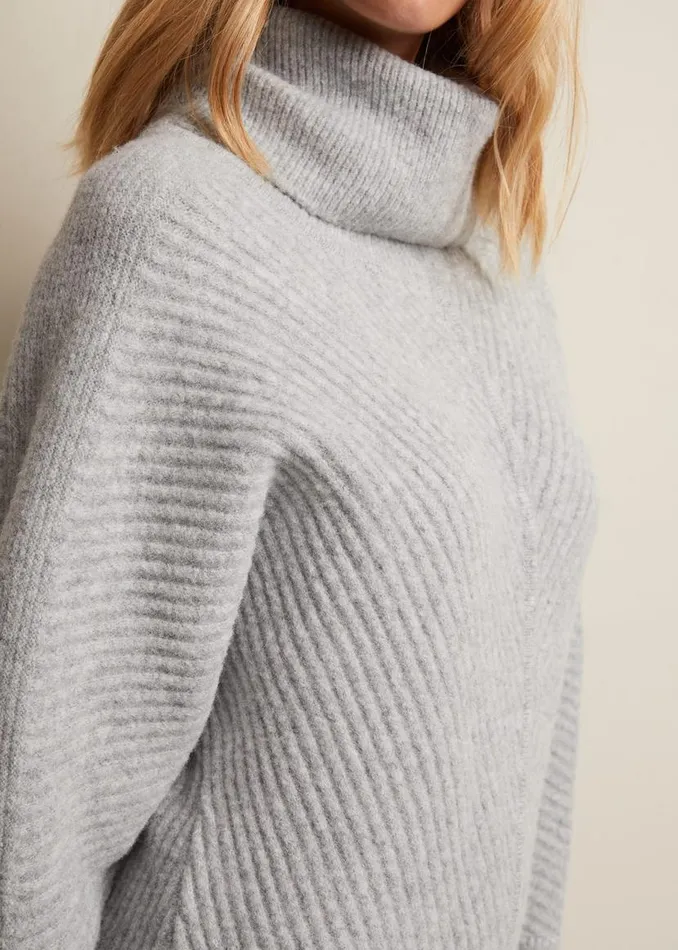 Phase Eight Dresses Fillipa Grey Knitted Tunic Mini Dress Grey 8211 Women
