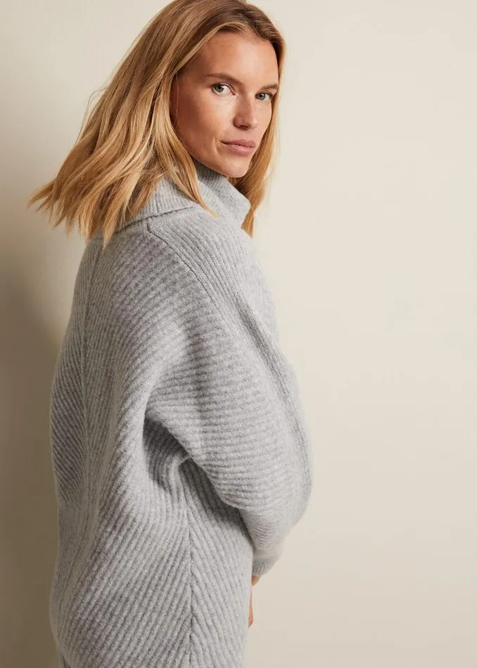 Phase Eight Dresses Fillipa Grey Knitted Tunic Mini Dress Grey 8211 Women