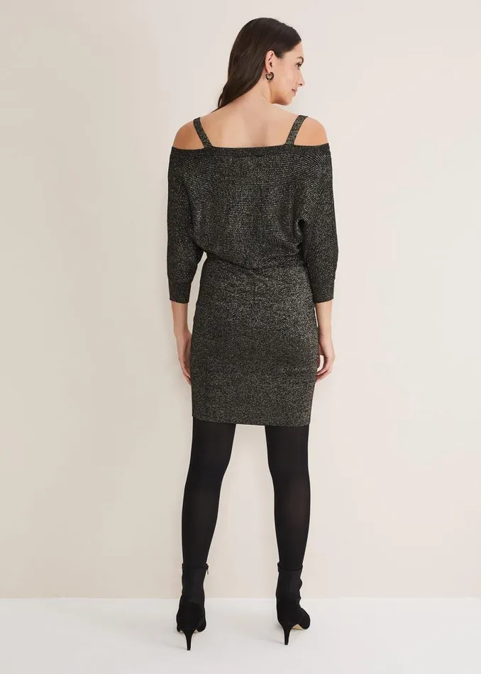 Phase Eight Dresses Florin Fitted Lurex Column Dress Blackgold 8211 Women