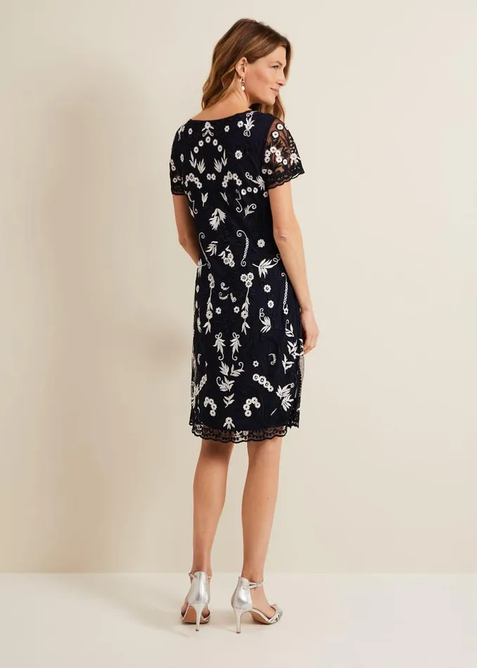 Phase Eight Dresses Florisa Embroidered Dress Navy 8211 Women