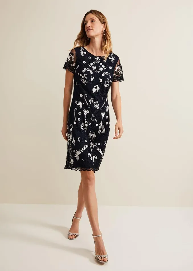 Phase Eight Dresses Florisa Embroidered Dress Navy 8211 Women