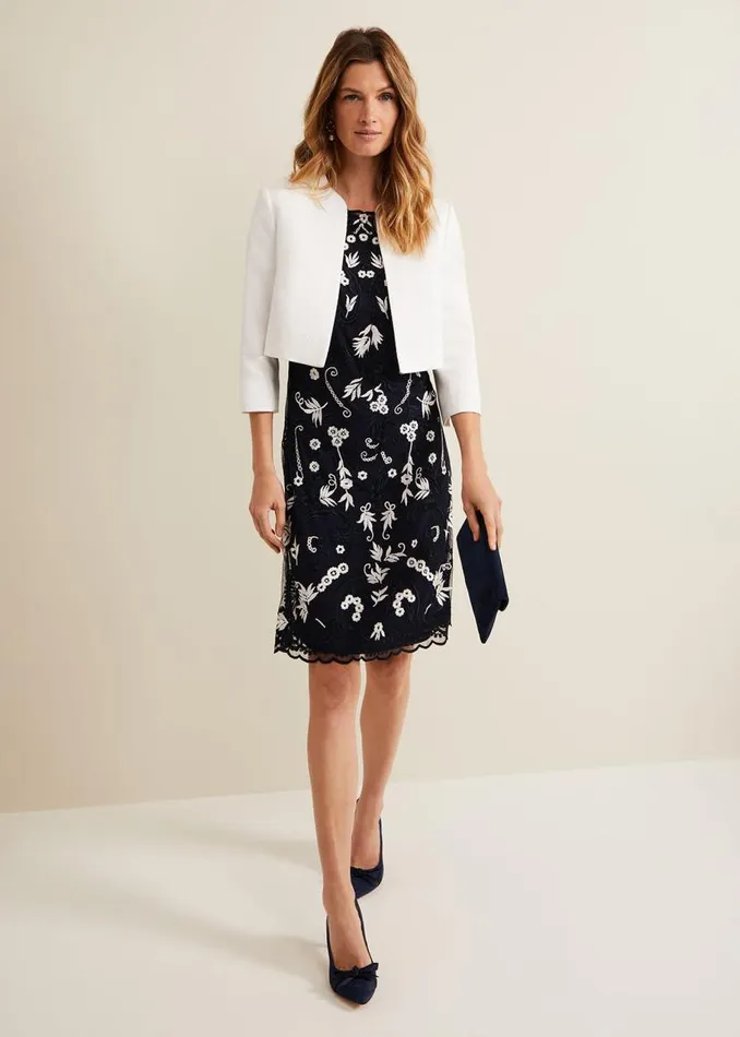 Phase Eight Dresses Florisa Embroidered Dress Navy 8211 Women
