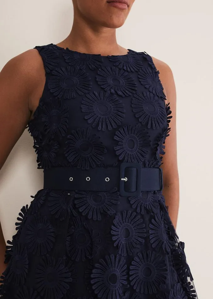 Phase Eight Dresses Flossy Lace Midi Dress Navy 8211 Women