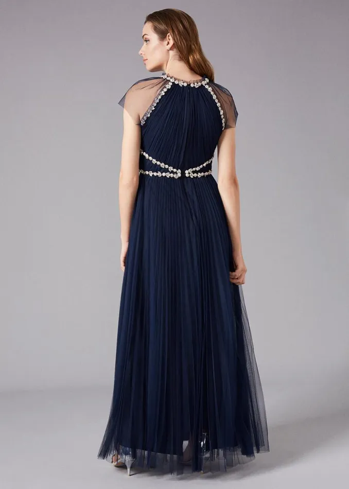Phase Eight Dresses Gerona Pleated Tulle Dress Navy 8211 Women