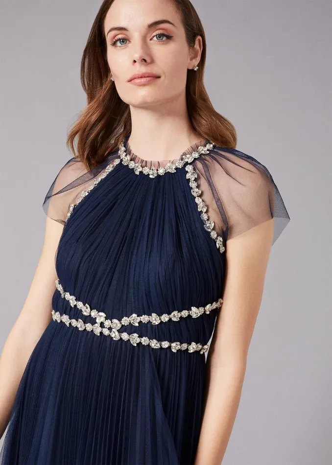Phase Eight Dresses Gerona Pleated Tulle Dress Navy 8211 Women