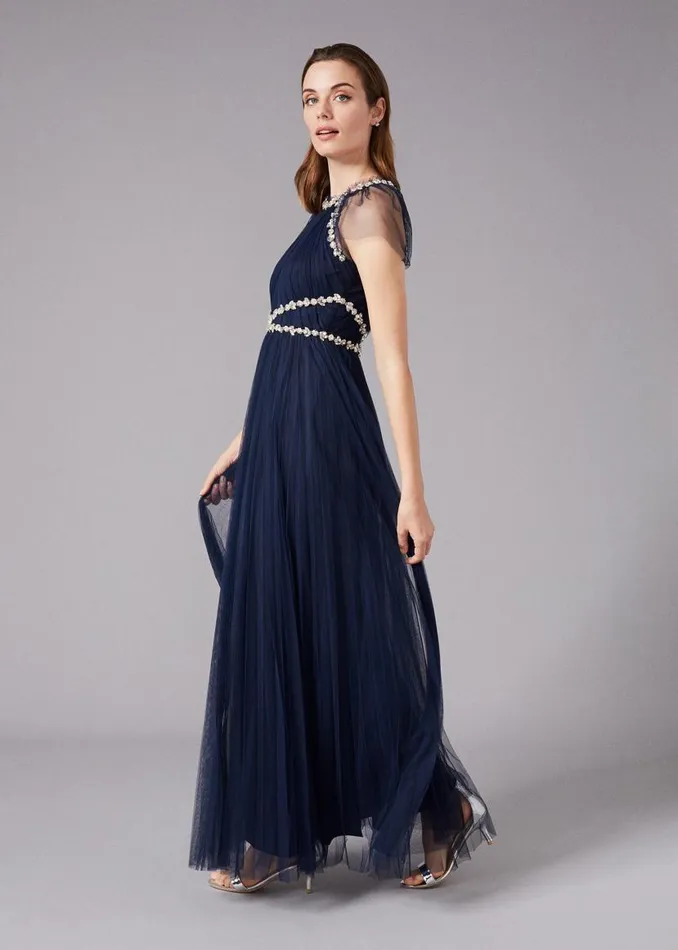 Phase Eight Dresses Gerona Pleated Tulle Dress Navy 8211 Women