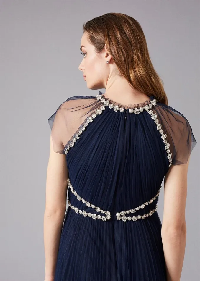Phase Eight Dresses Gerona Pleated Tulle Dress Navy 8211 Women