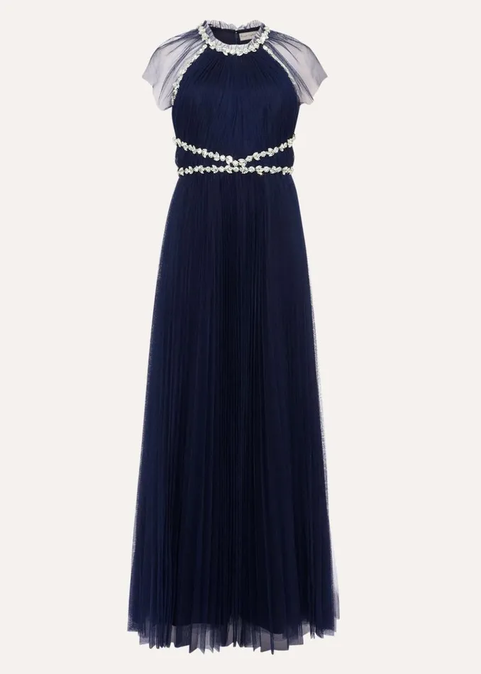 Phase Eight Dresses Gerona Pleated Tulle Dress Navy 8211 Women