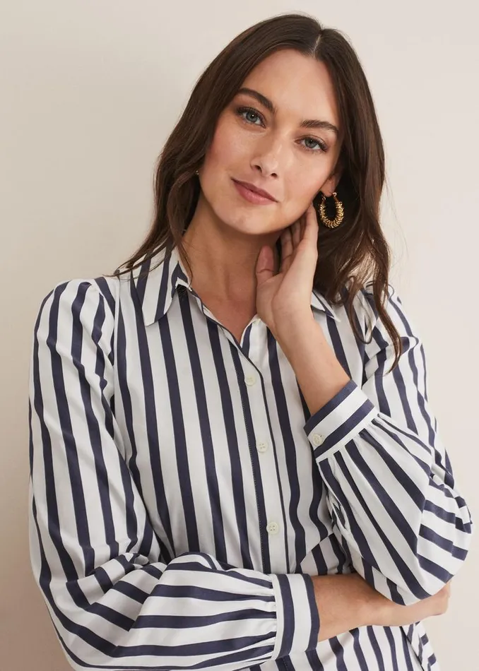 Phase Eight Dresses Henley Striped Midaxi Dress Navyivory 8211 Women