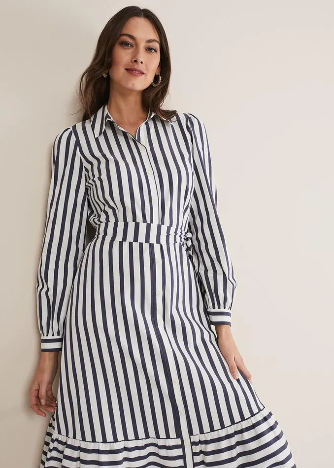 Phase Eight Dresses Henley Striped Midaxi Dress Navyivory 8211 Women
