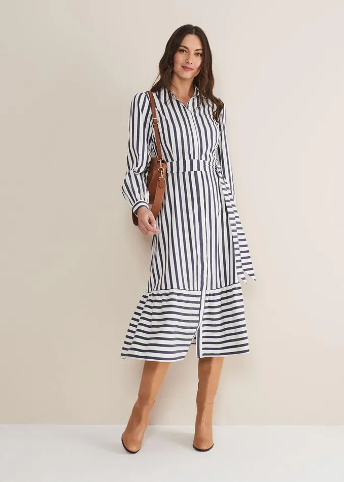 Phase Eight Dresses Henley Striped Midaxi Dress Navyivory 8211 Women
