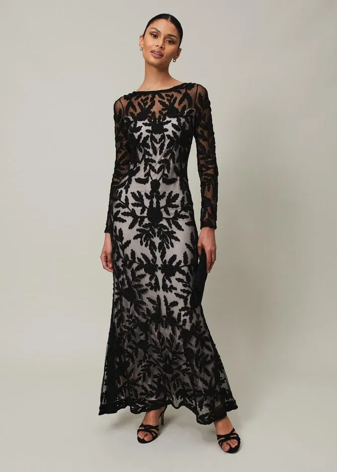 Phase Eight Dresses Hermione Tapework Maxi Dress Blacknude 8211 Women