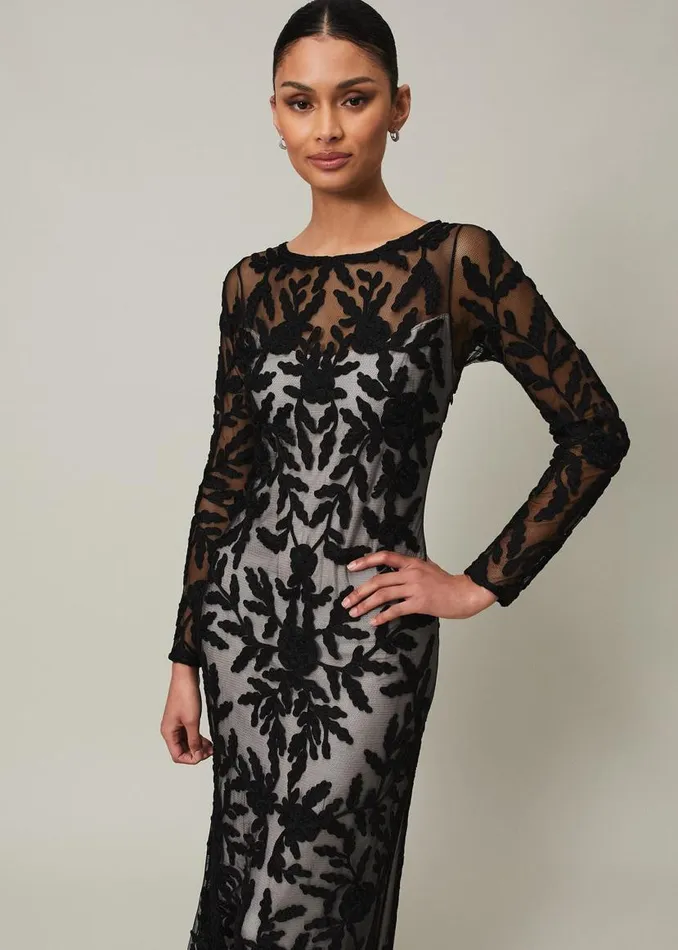 Phase Eight Dresses Hermione Tapework Maxi Dress Blacknude 8211 Women
