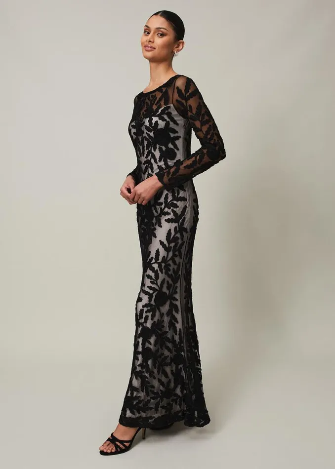 Phase Eight Dresses Hermione Tapework Maxi Dress Blacknude 8211 Women