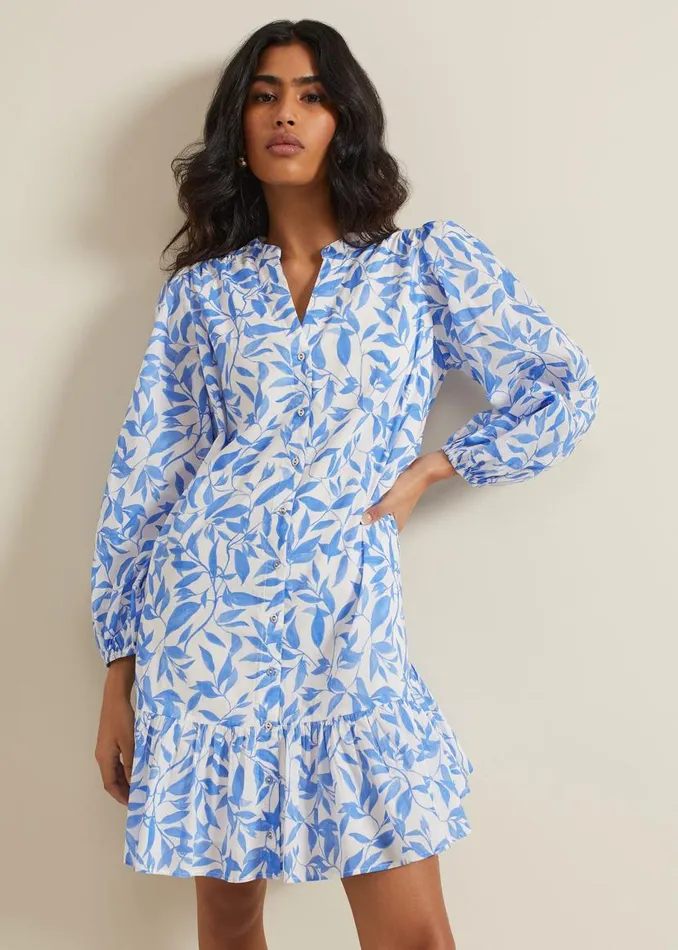 Phase Eight Dresses Hermoine Cotton Swing Dress Blue 8211 Women