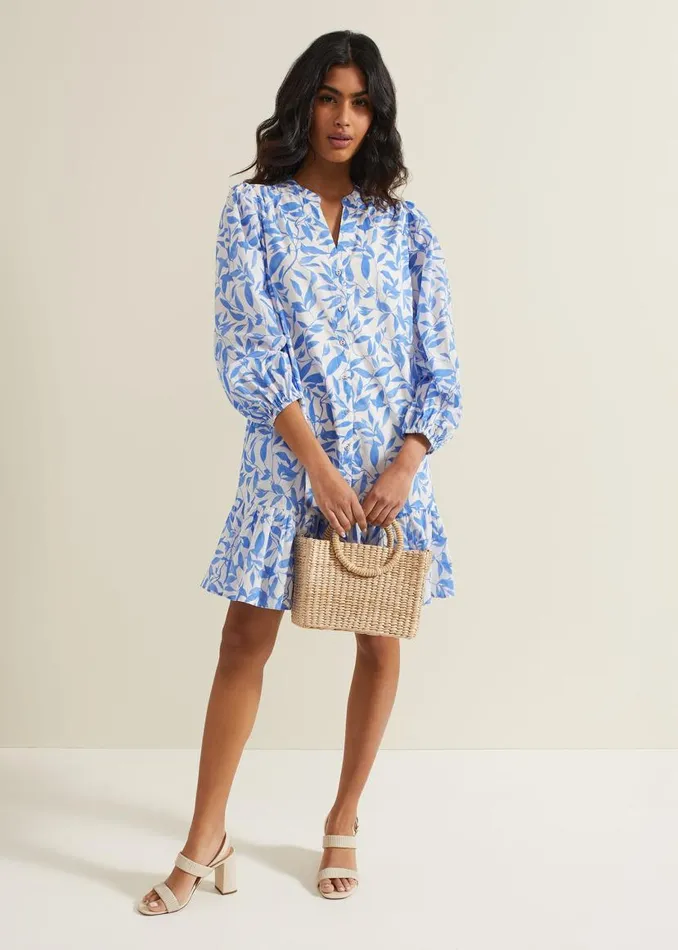 Phase Eight Dresses Hermoine Cotton Swing Dress Blue 8211 Women