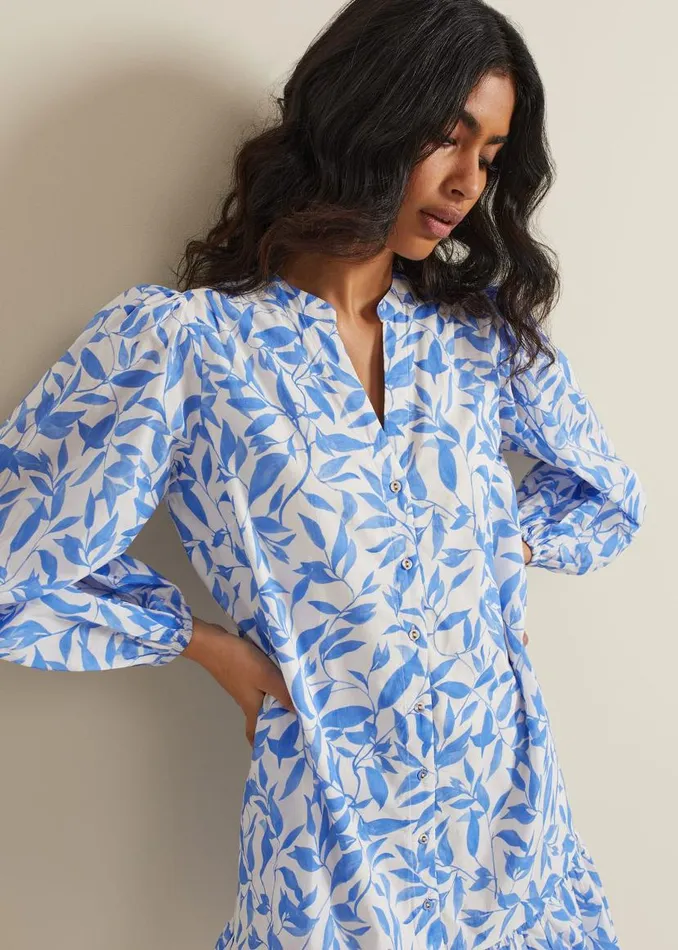 Phase Eight Dresses Hermoine Cotton Swing Dress Blue 8211 Women