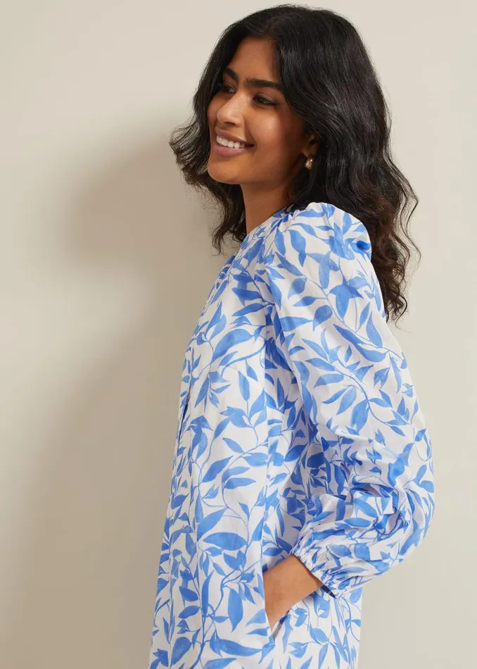Phase Eight Dresses Hermoine Cotton Swing Dress Blue 8211 Women