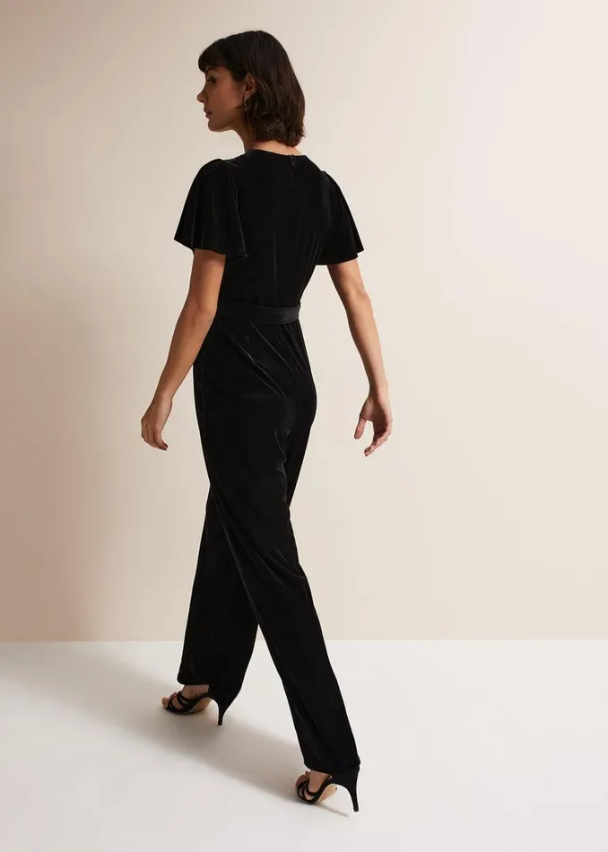 Phase Eight Dresses Holly Black Velvet Jumpsuit Black 8211 Women