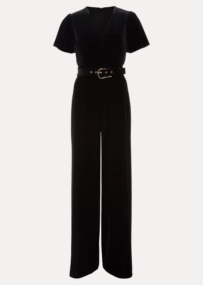 Phase Eight Dresses Holly Black Velvet Jumpsuit Black 8211 Women